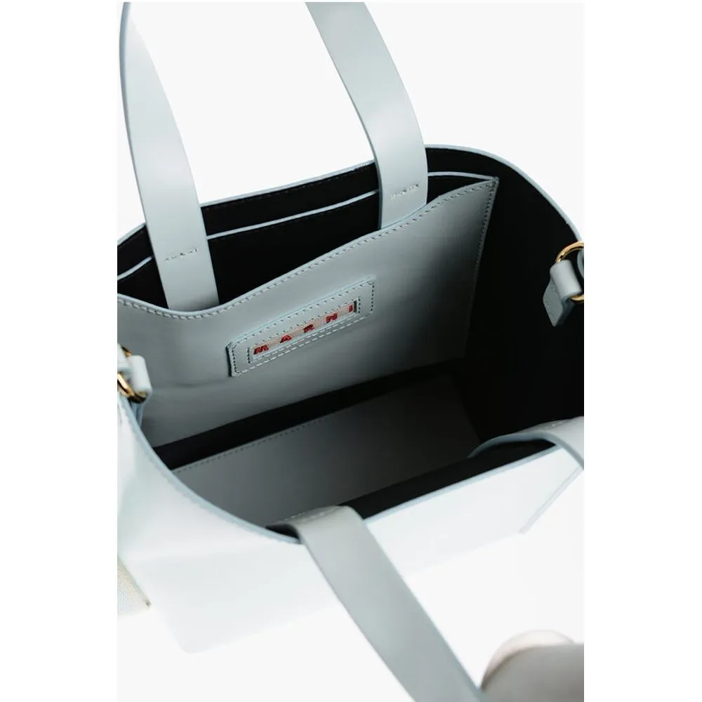 Marni Leather MUSEO Mini Tote Bag with Removable Shoulder Strap