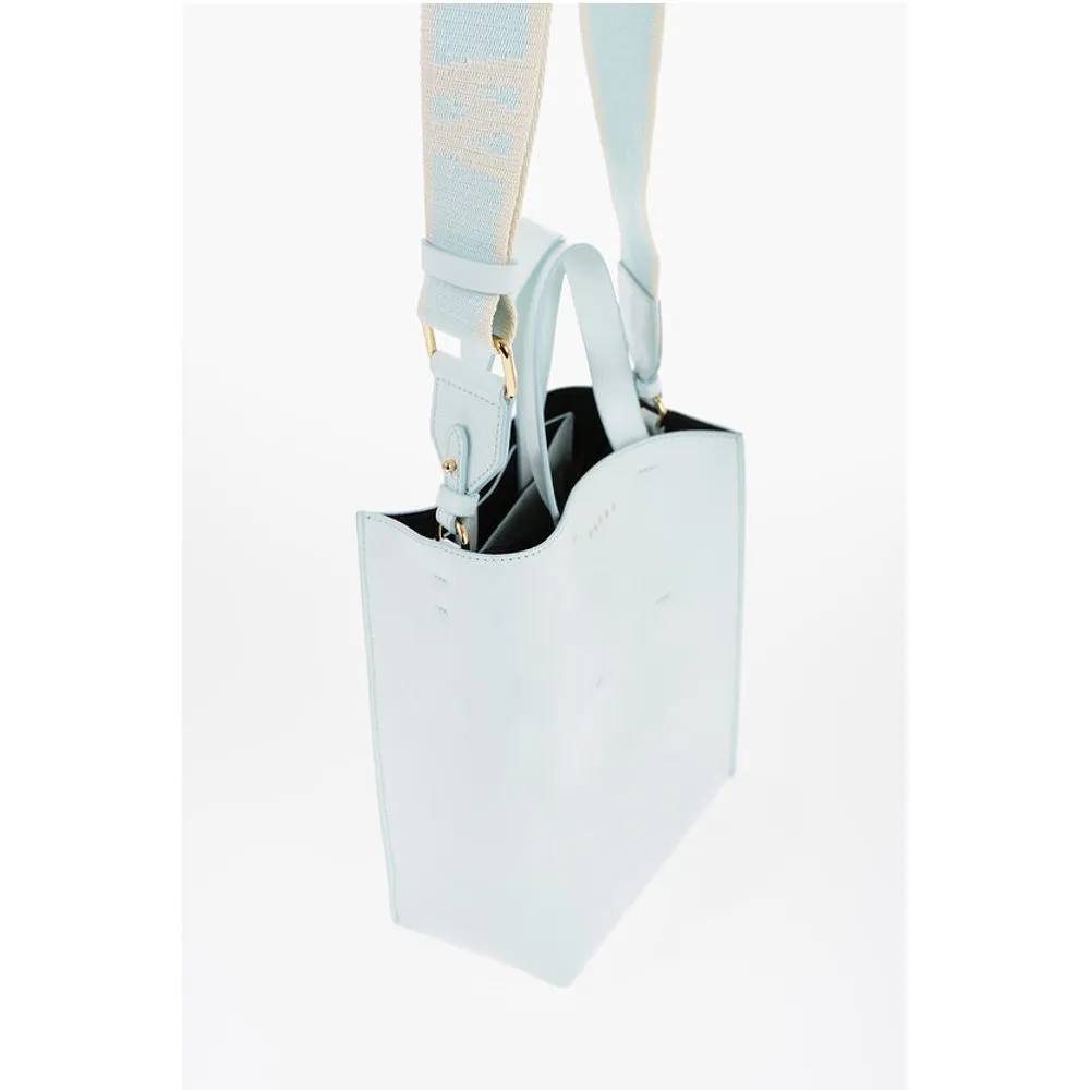 Marni Leather MUSEO Mini Tote Bag with Removable Shoulder Strap