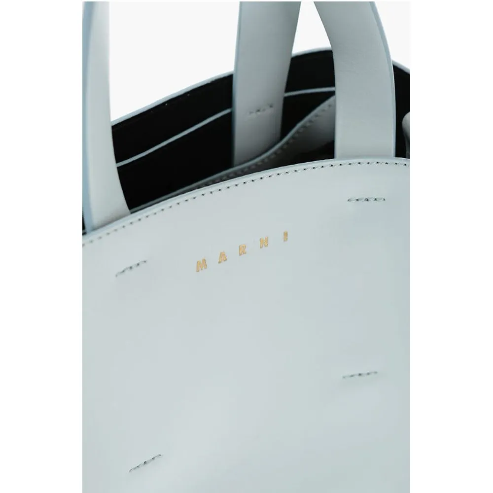 Marni Leather MUSEO Mini Tote Bag with Removable Shoulder Strap