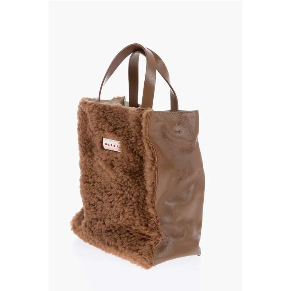 Marni Shearling Detailing MUSEO Mini Tote Bag