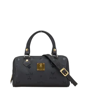 MCM Visetos 2WAY Handbag Shoulder Bag Black PVC Leather