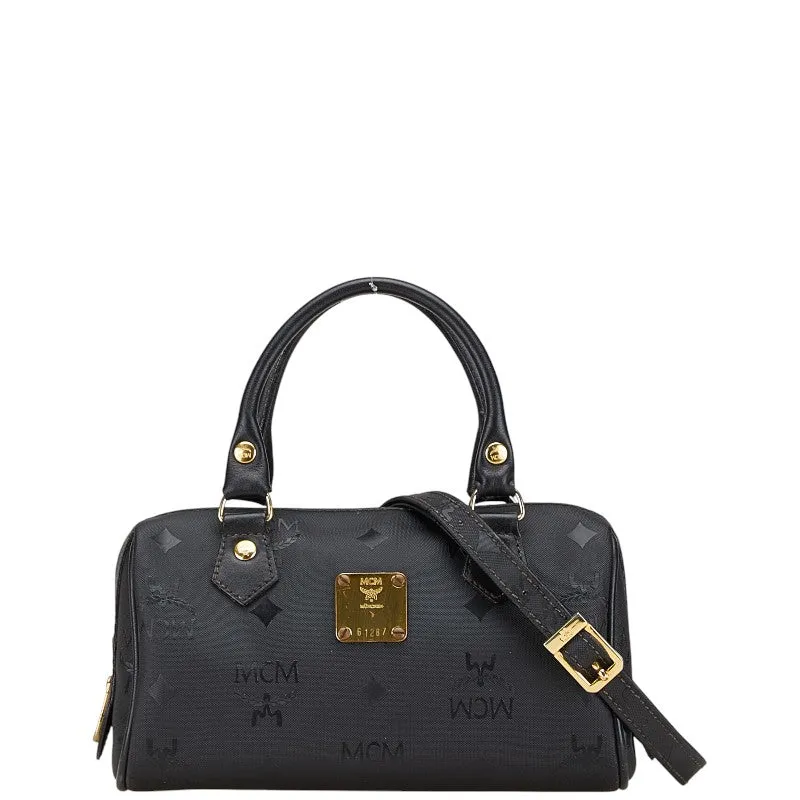 MCM Visetos 2WAY Handbag Shoulder Bag Black PVC Leather