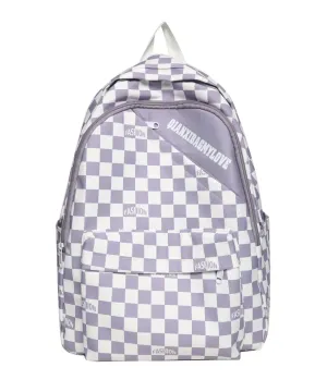 Men Colorblock Plaid Nylon Backpack 1228
