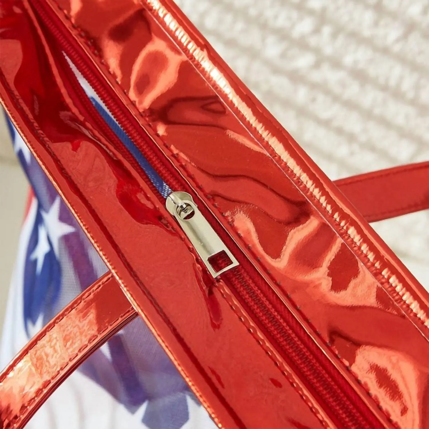Mesh American Flag Tote Beach Bag In Wave