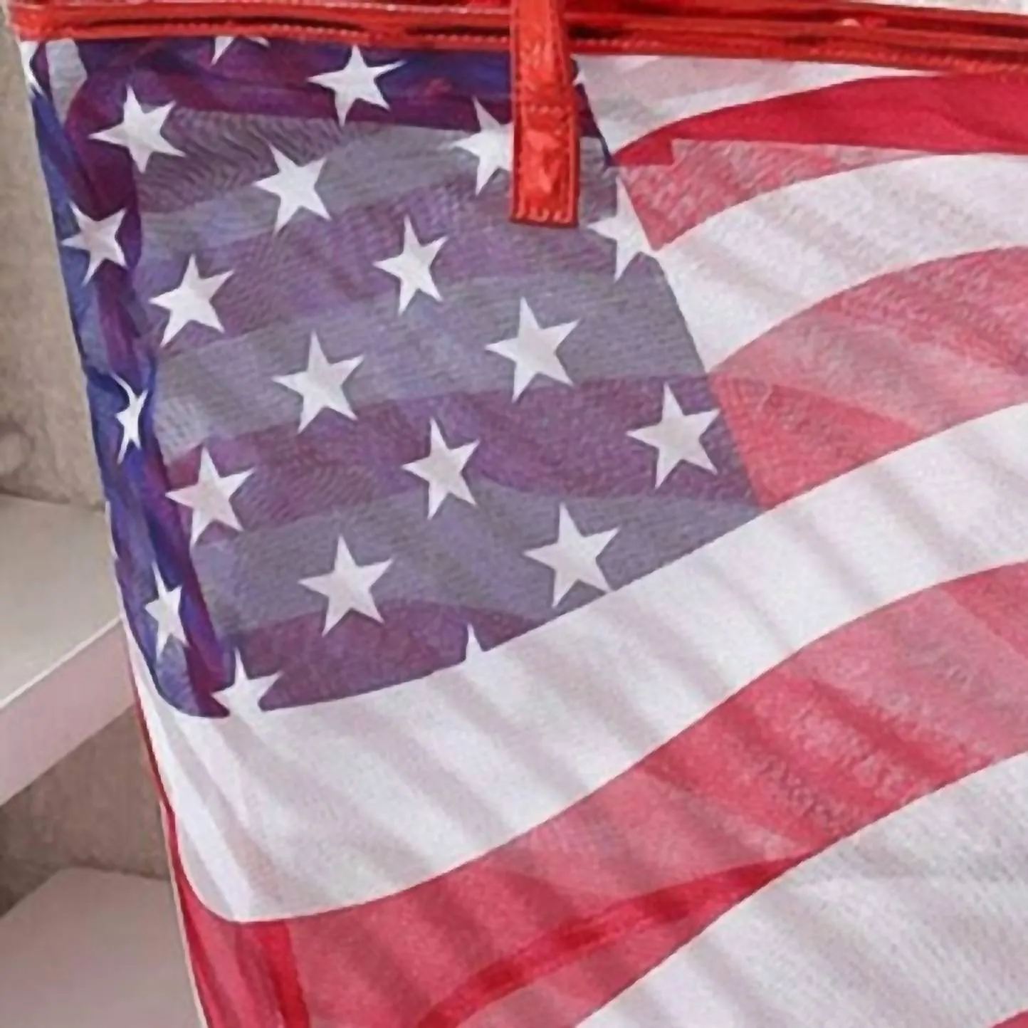 Mesh American Flag Tote Beach Bag In Wave