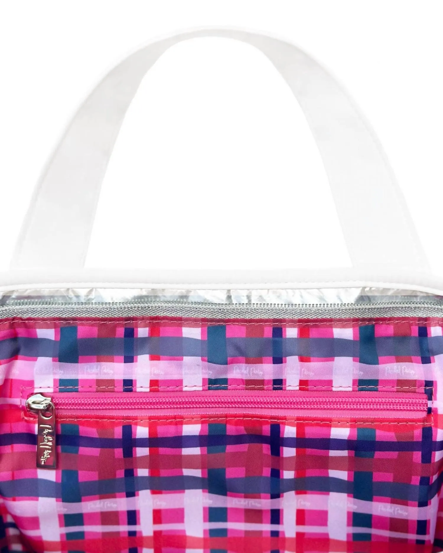 Metallic Puffer Confetti Travel Bag In Silver Confetti