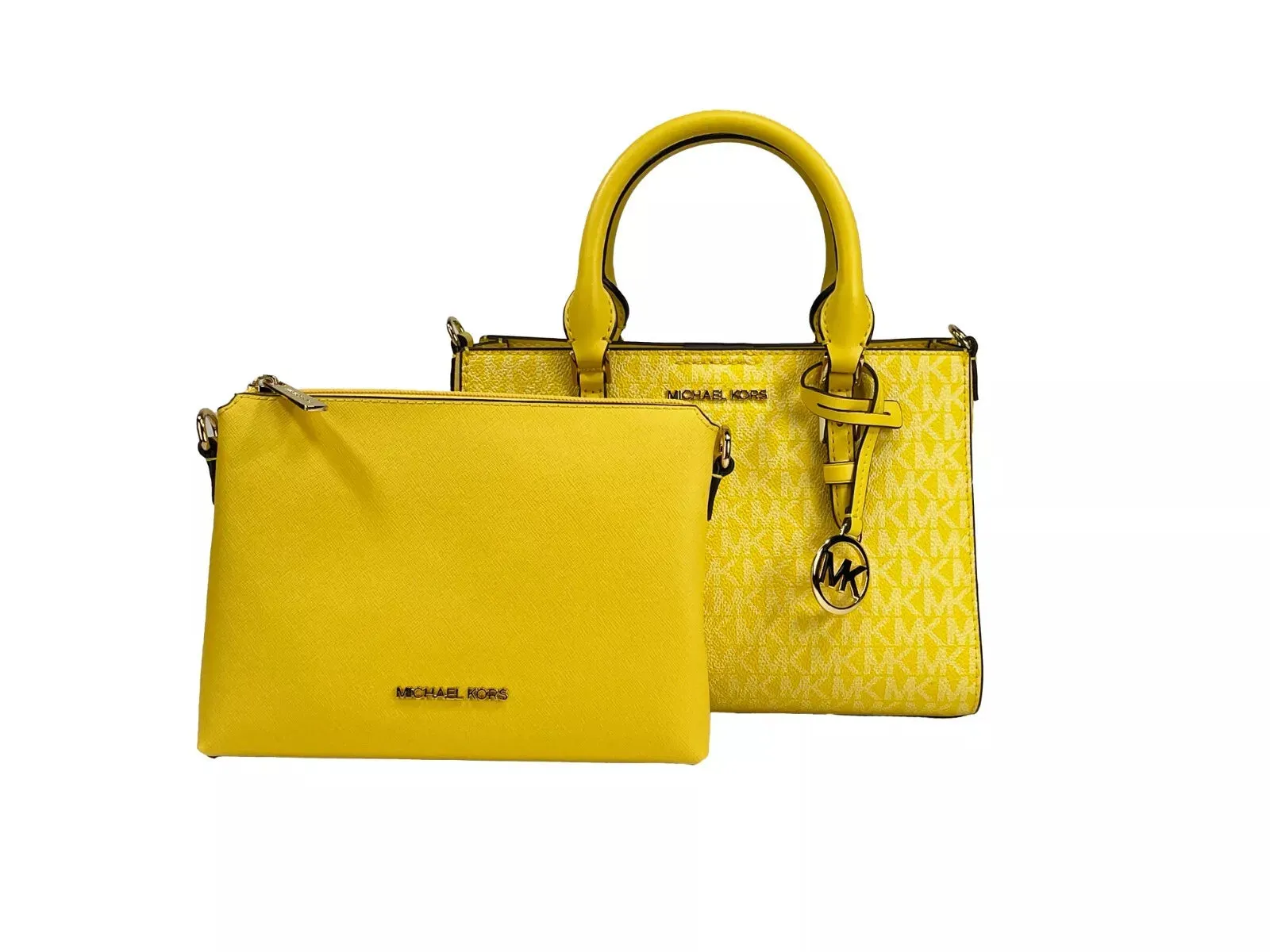 Michael Kors Charlotte 3 in 1 Satchel Bag Crossbody Golden Women's yellow