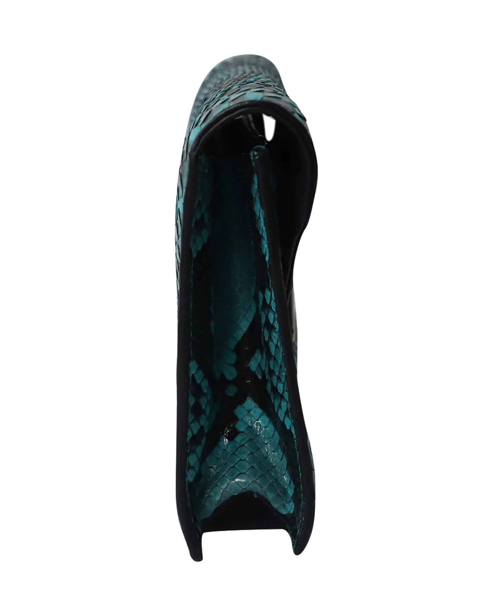 Michael Kors Snakeskin Embossed Clutch Bag in Green Leather