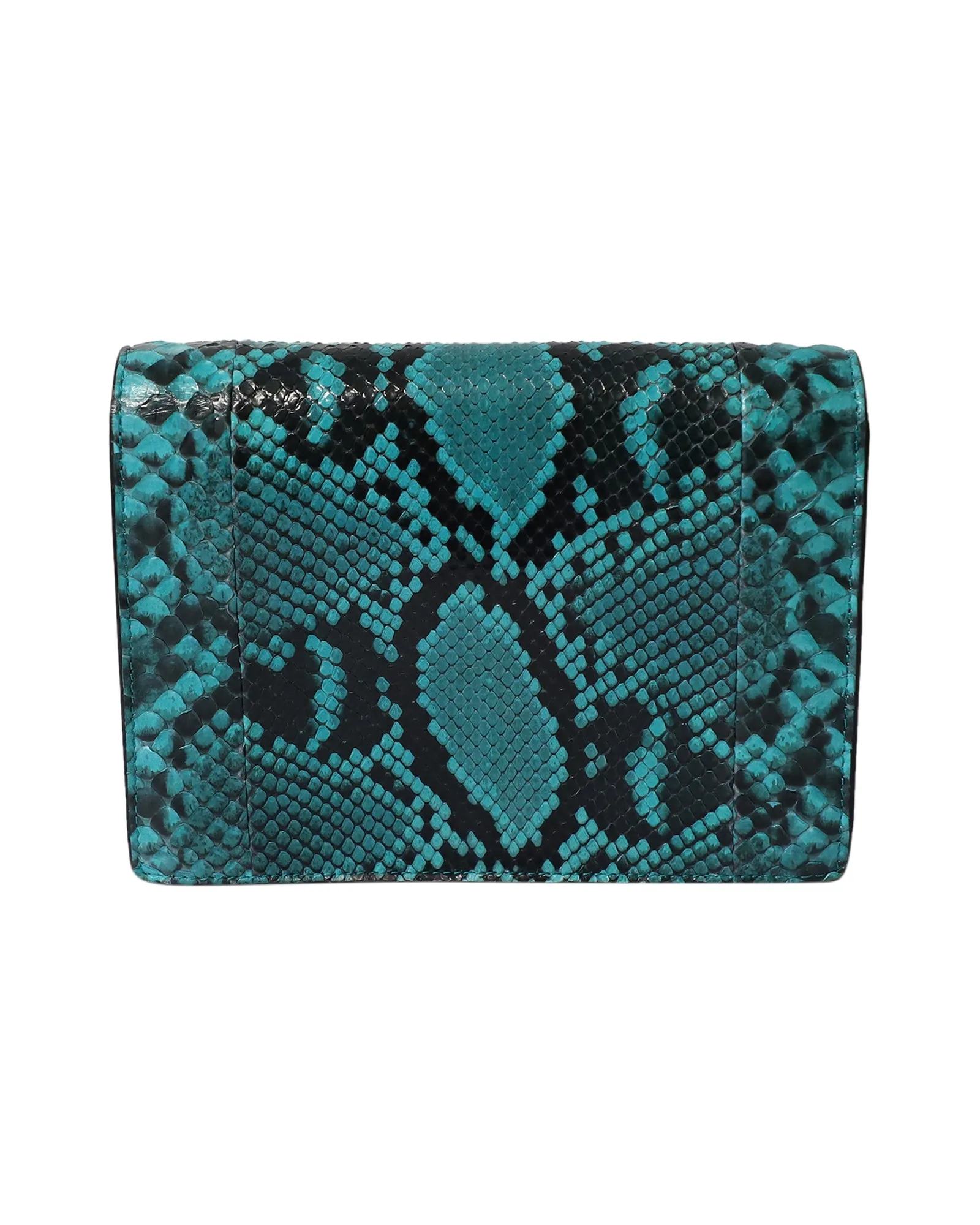 Michael Kors Snakeskin Embossed Clutch Bag in Green Leather