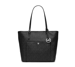 Michael Kors Womens Jet Set Leather Signature Tote Handbag