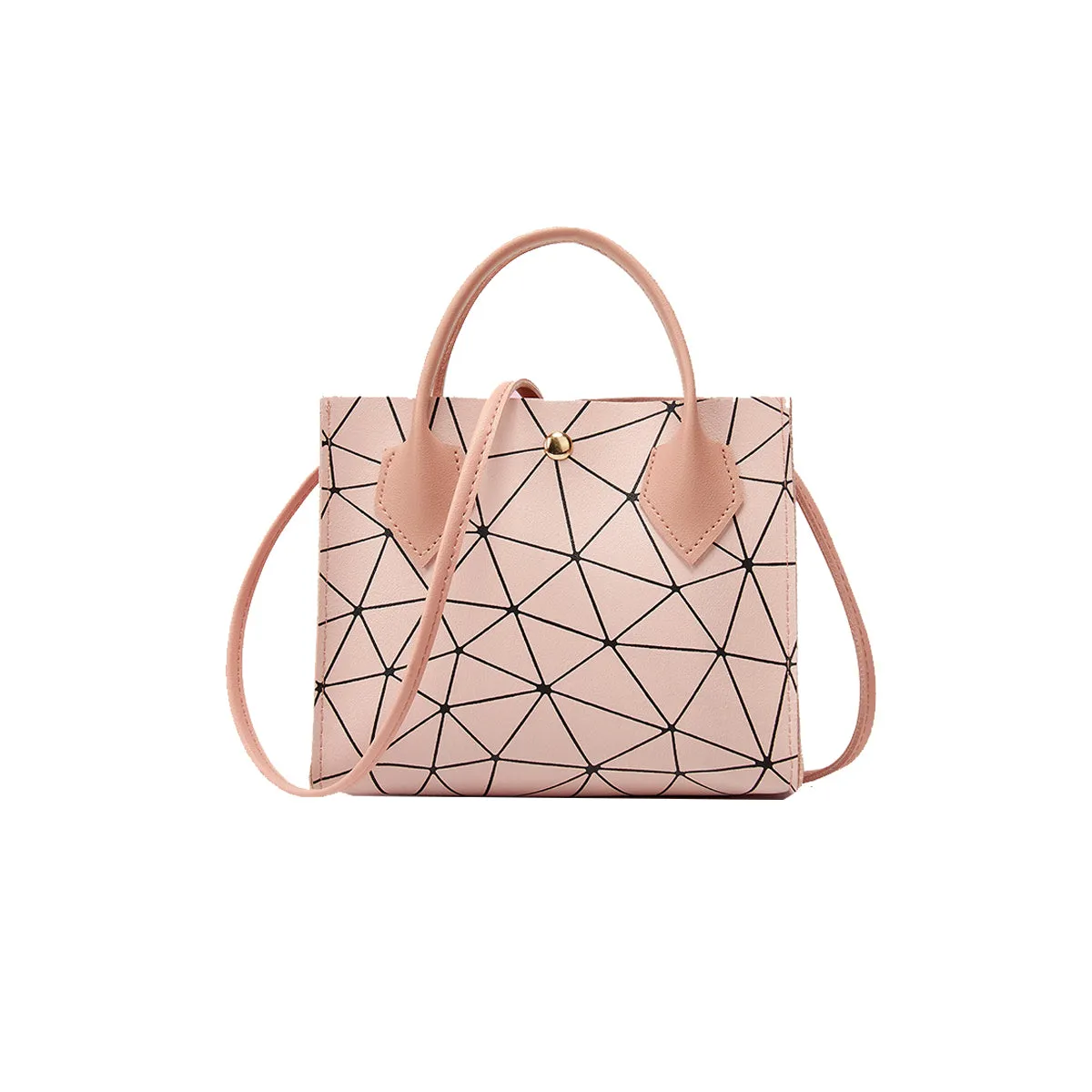 Mini Geometric Pattern Snap Button Satchel Bag
