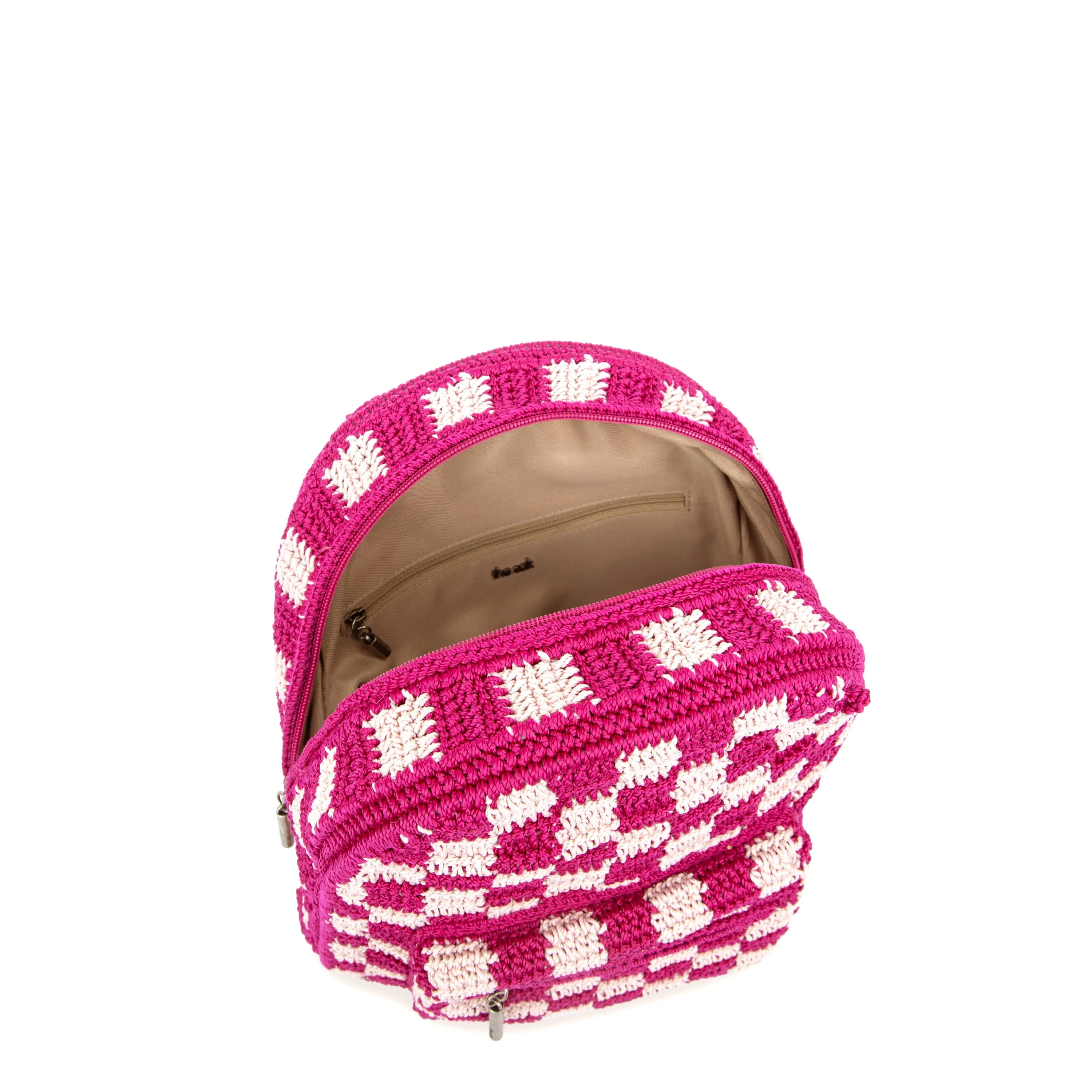 Misty Kids Backpack - Hand Crochet - Pinkberry Check