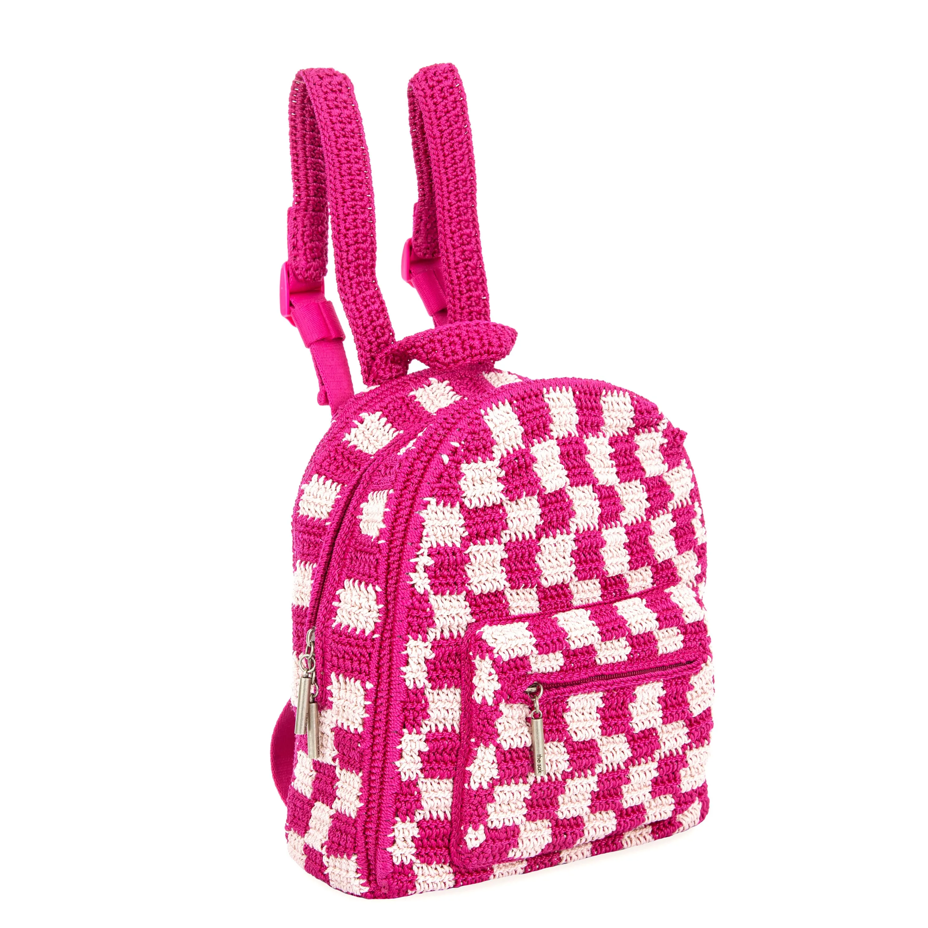 Misty Kids Backpack - Hand Crochet - Pinkberry Check