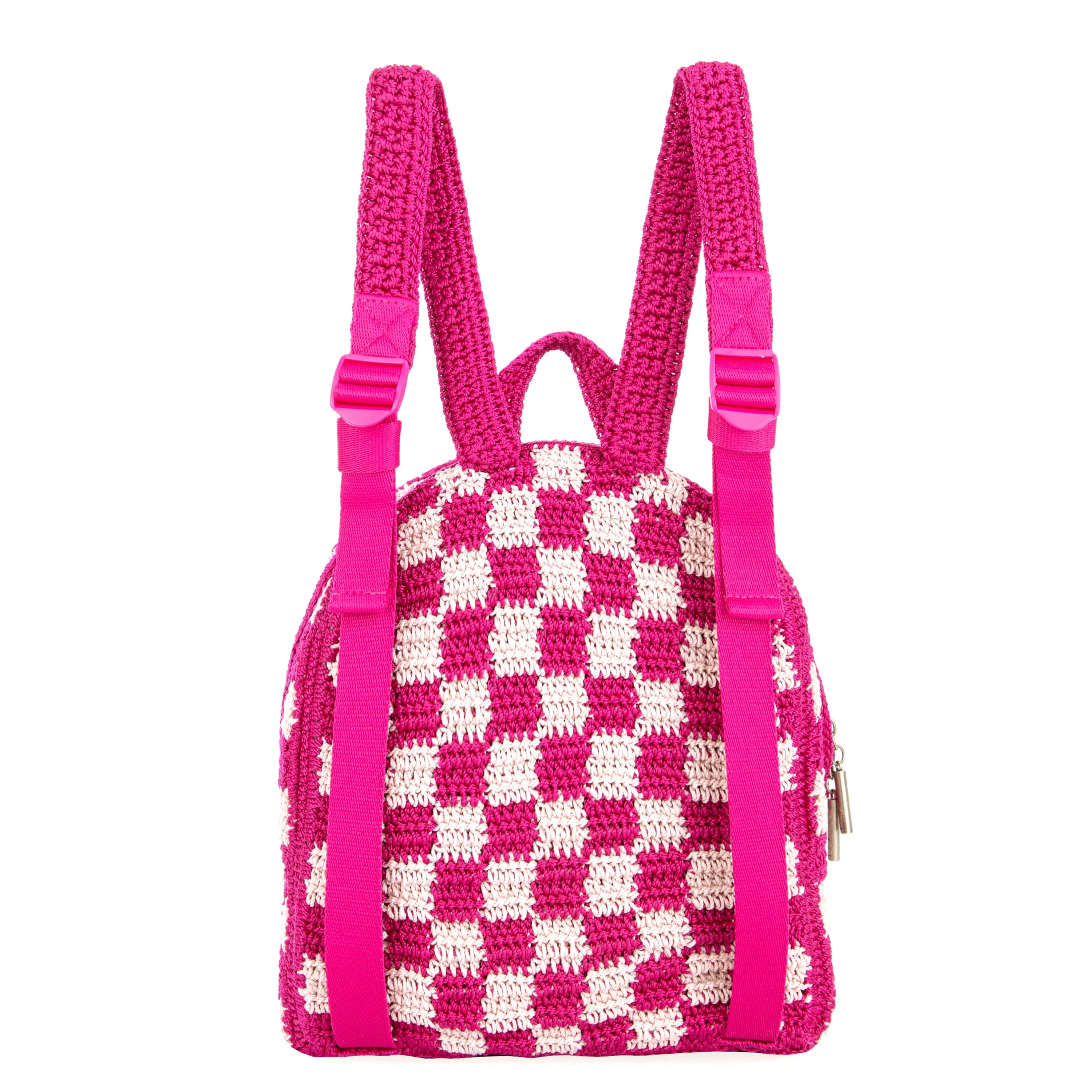 Misty Kids Backpack - Hand Crochet - Pinkberry Check