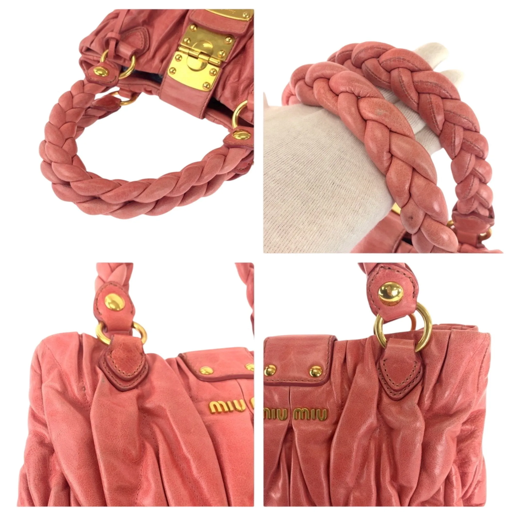Miu Miu Leather Handbag Tote Bag (Pre-Owned)