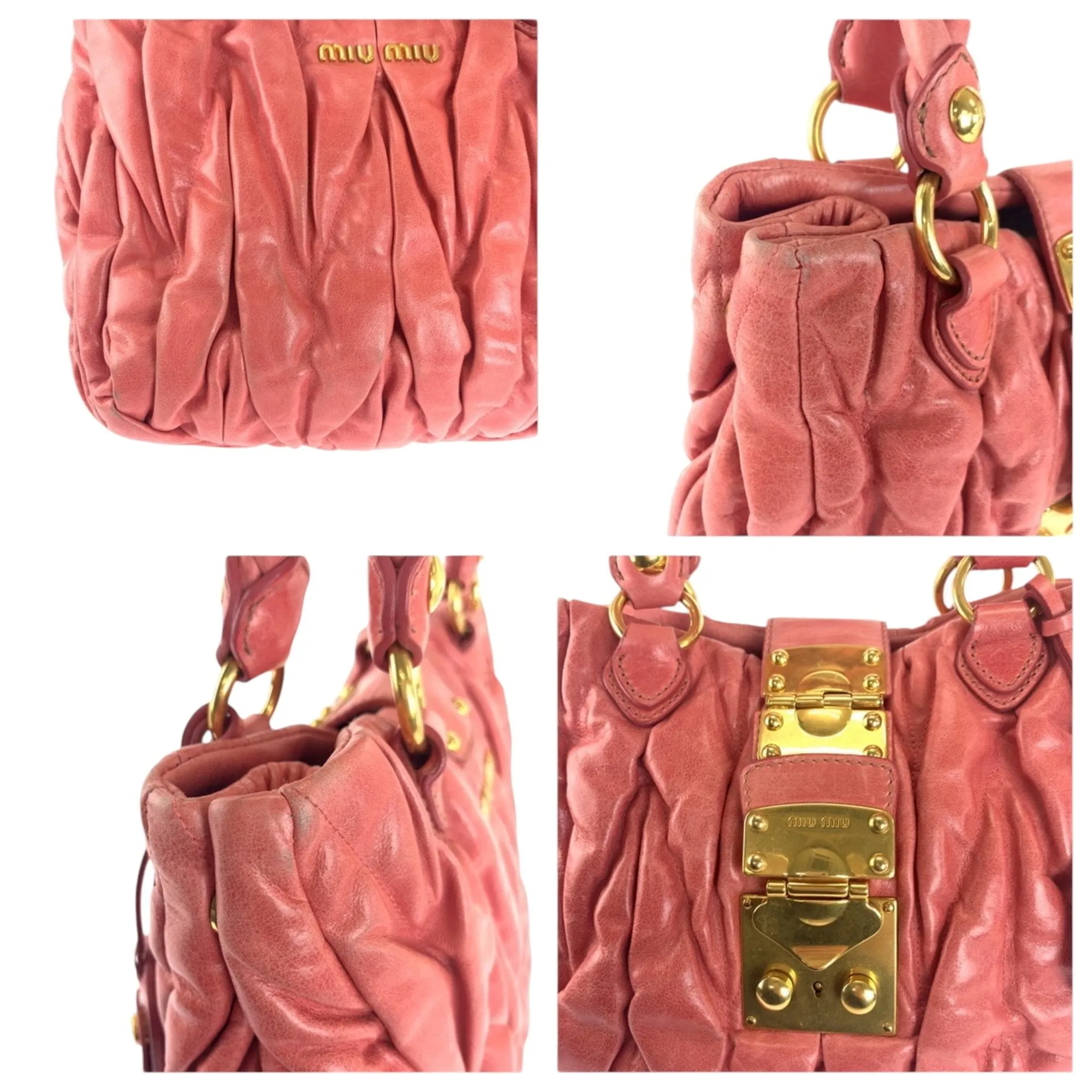 Miu Miu Leather Handbag Tote Bag (Pre-Owned)