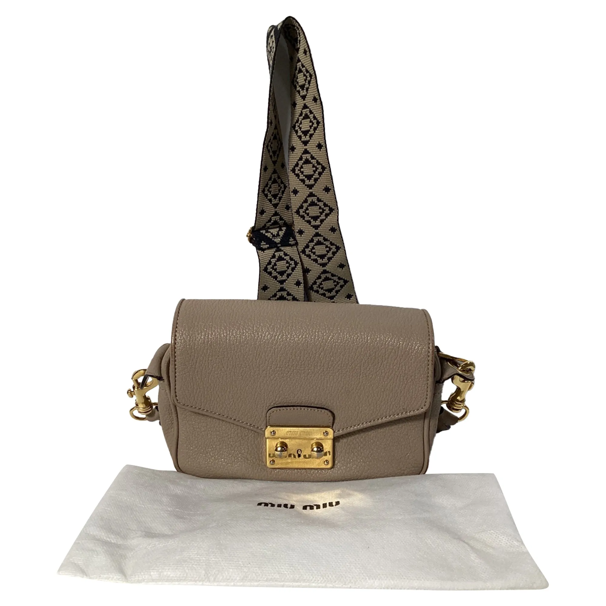 Miu Miu Madras Shoulder Bag in Beige Leather