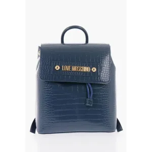 Moschino LOVE Crocodile Effect Faux Leather Backpack