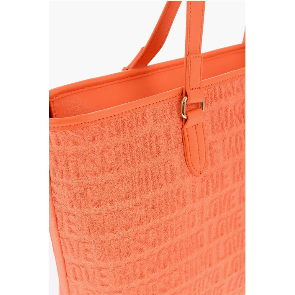 Moschino LOVE Faux Leather and Sponge Tote Bag with Embossed Logo
