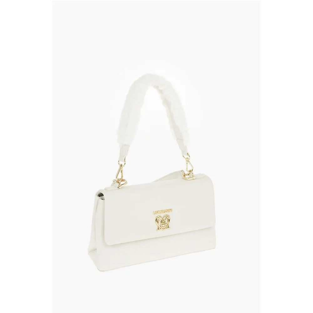 Moschino LOVE Faux Leather Bag with Front Monogram and Turn Lock Clos