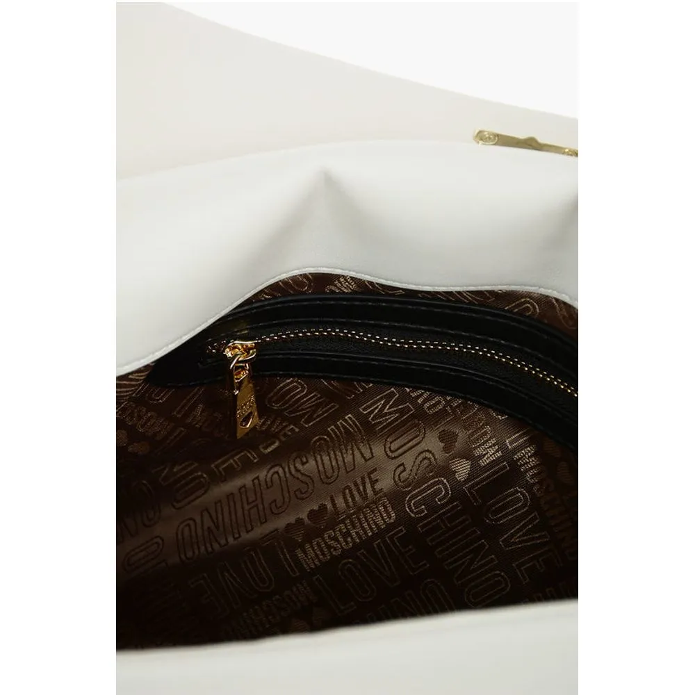 Moschino LOVE Faux Leather Bag with Front Monogram and Turn Lock Clos