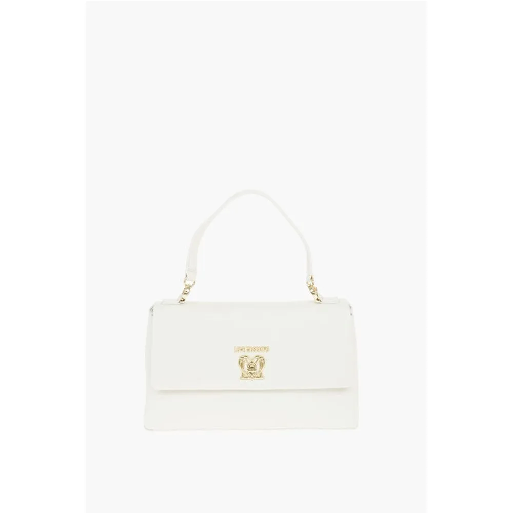 Moschino LOVE Faux Leather Bag with Front Monogram and Turn Lock Clos