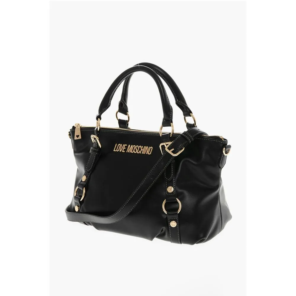 Moschino LOVE Faux Leather Bag with Removable Shoulder Strap and Gold