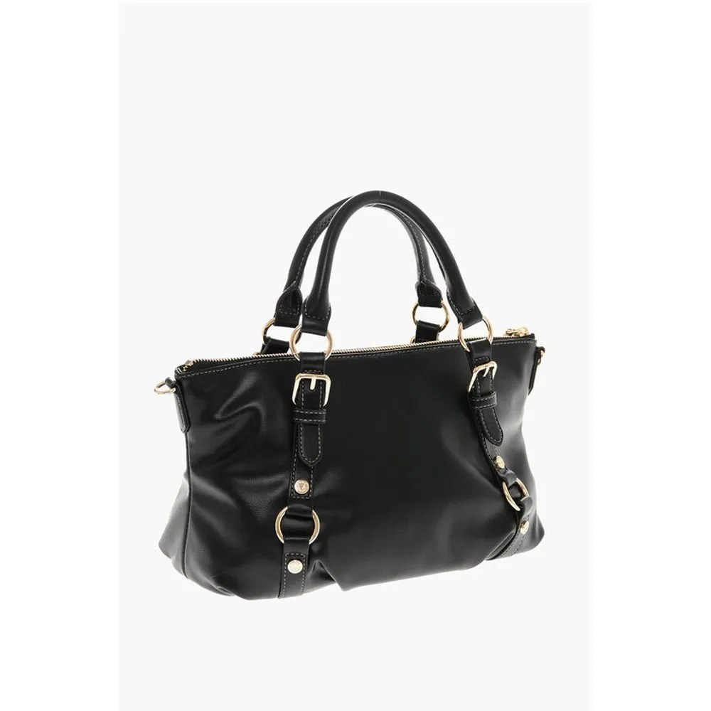 Moschino LOVE Faux Leather Bag with Removable Shoulder Strap and Gold