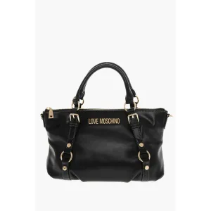 Moschino LOVE Faux Leather Bag with Removable Shoulder Strap and Gold