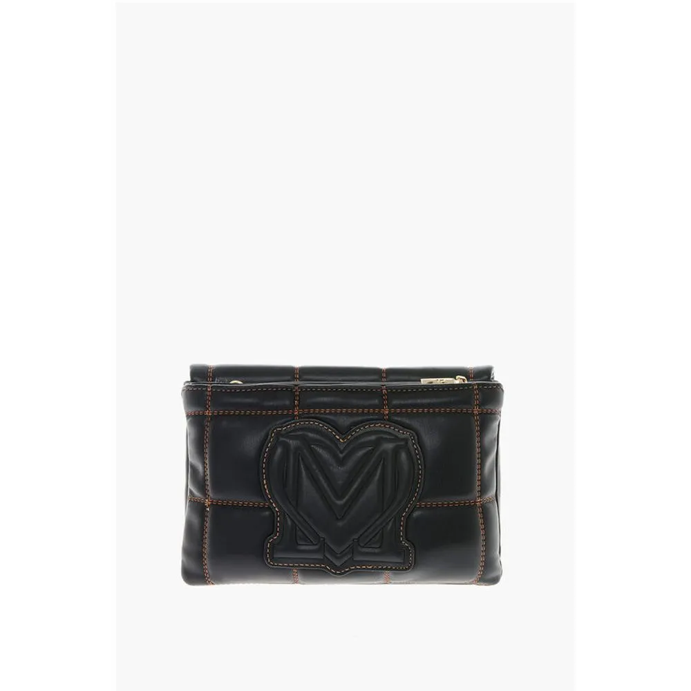 Moschino LOVE Faux Leather Clutch With Embossed and Golden Logo