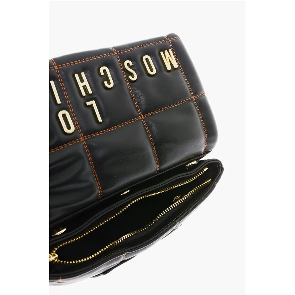 Moschino LOVE Faux Leather Clutch With Embossed and Golden Logo