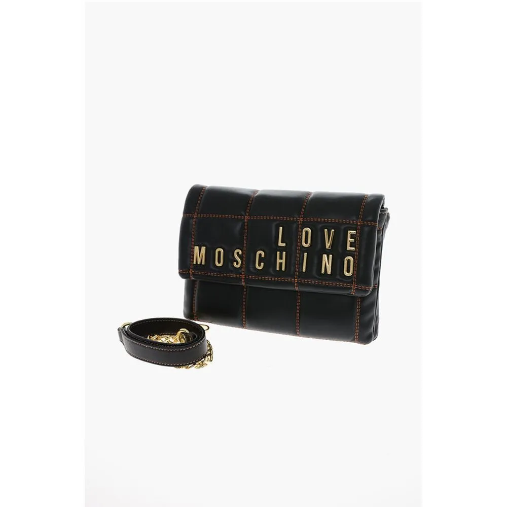 Moschino LOVE Faux Leather Clutch With Embossed and Golden Logo