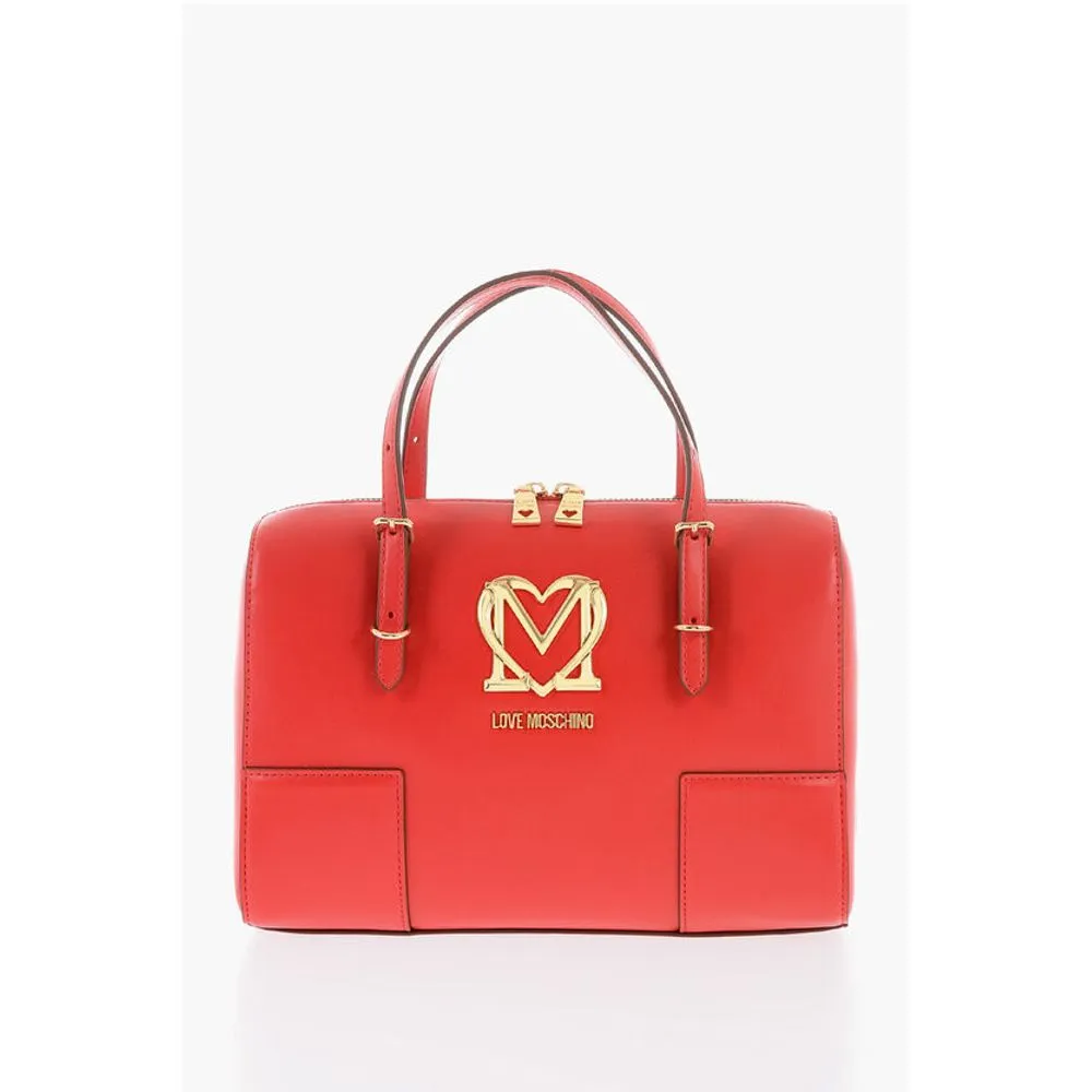 Moschino LOVE Faux Leather Handbag with Metal Golden Logo