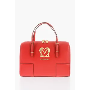 Moschino LOVE Faux Leather Handbag with Metal Golden Logo