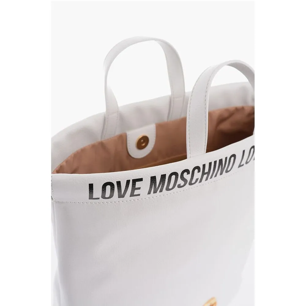 Moschino LOVE Faux Leather Handbag with Printed Logo