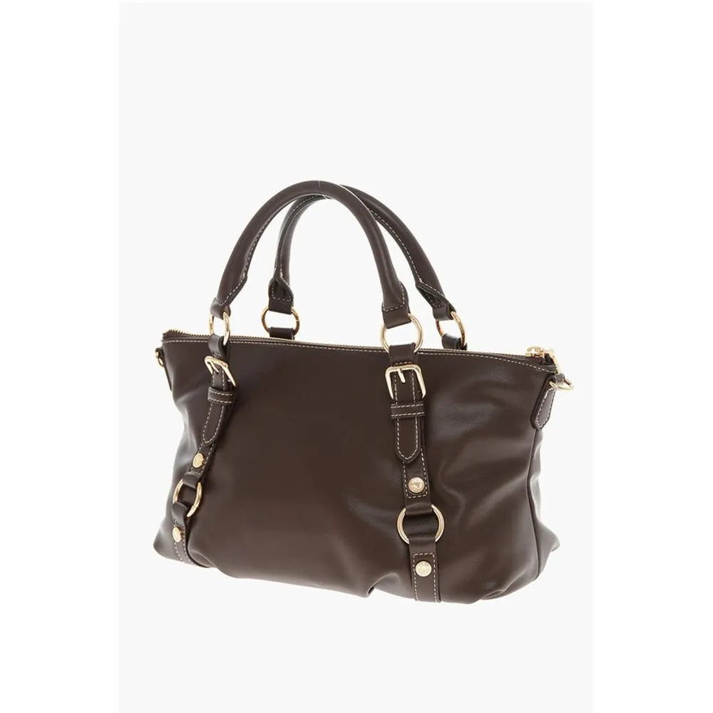 Moschino LOVE Faux Leather Hande Bag With Golden Women's Logo