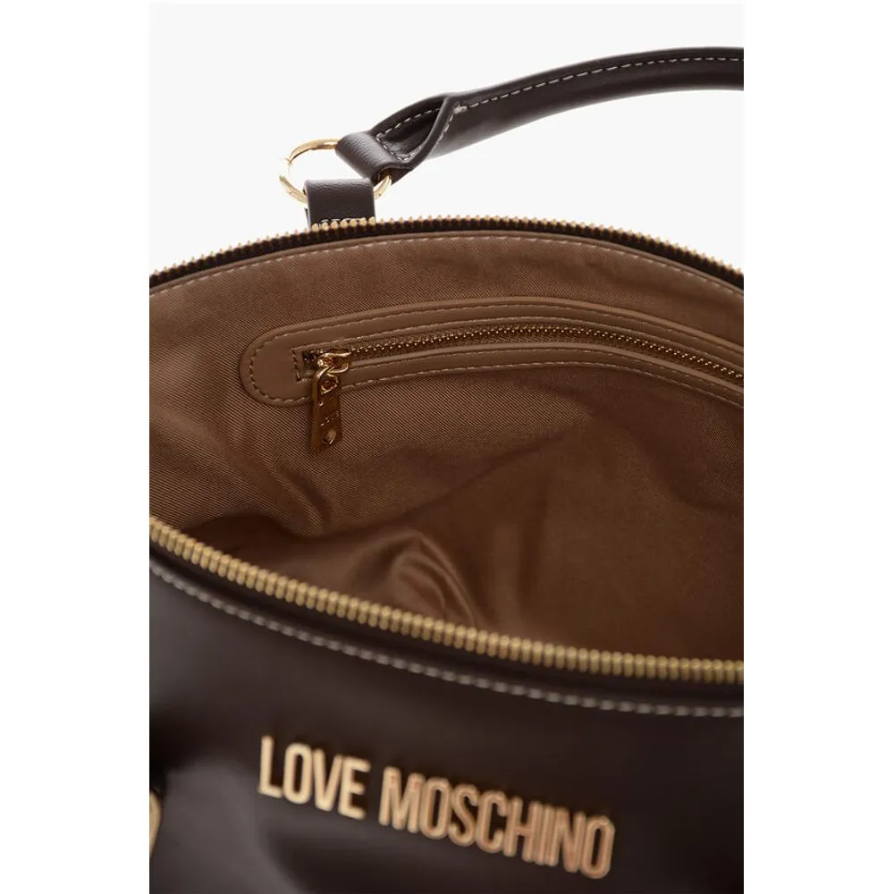 Moschino LOVE Faux Leather Hande Bag With Golden Women's Logo