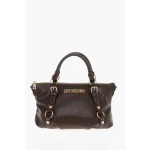 Moschino LOVE Faux Leather Hande Bag With Golden Women's Logo