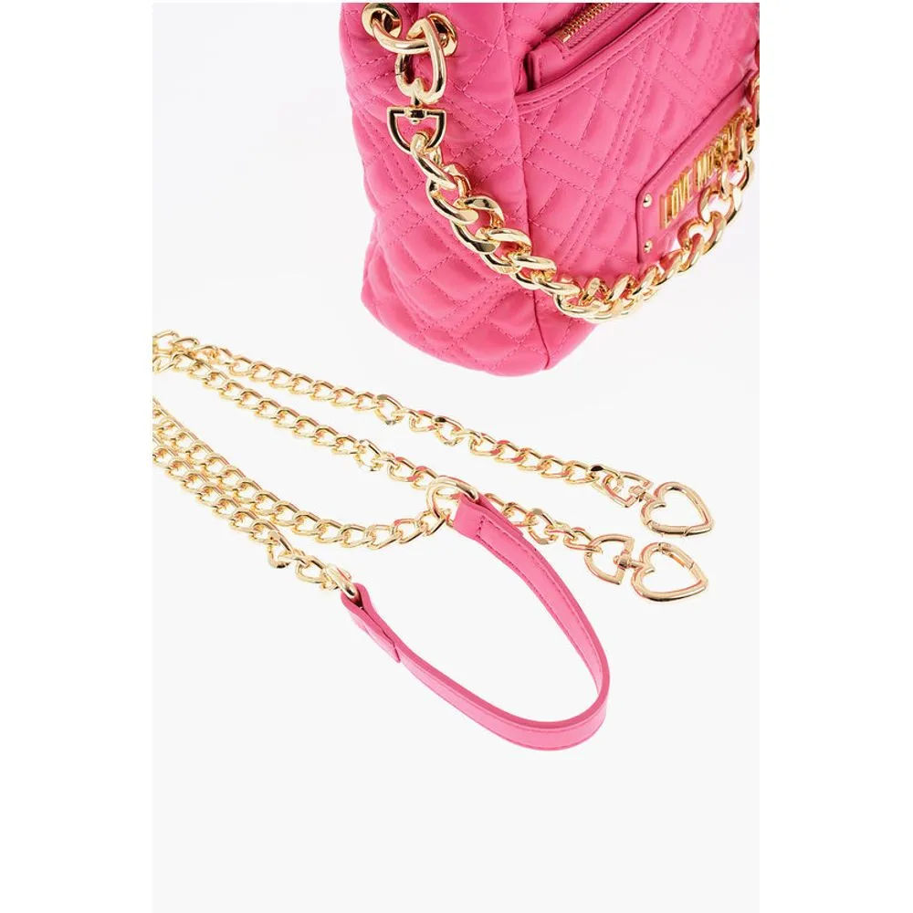 Moschino LOVE Faux Leather Quilted Mini Bag with Matching Pochette