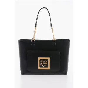 Moschino LOVE Faux Leather Tote Bag with Golden Details