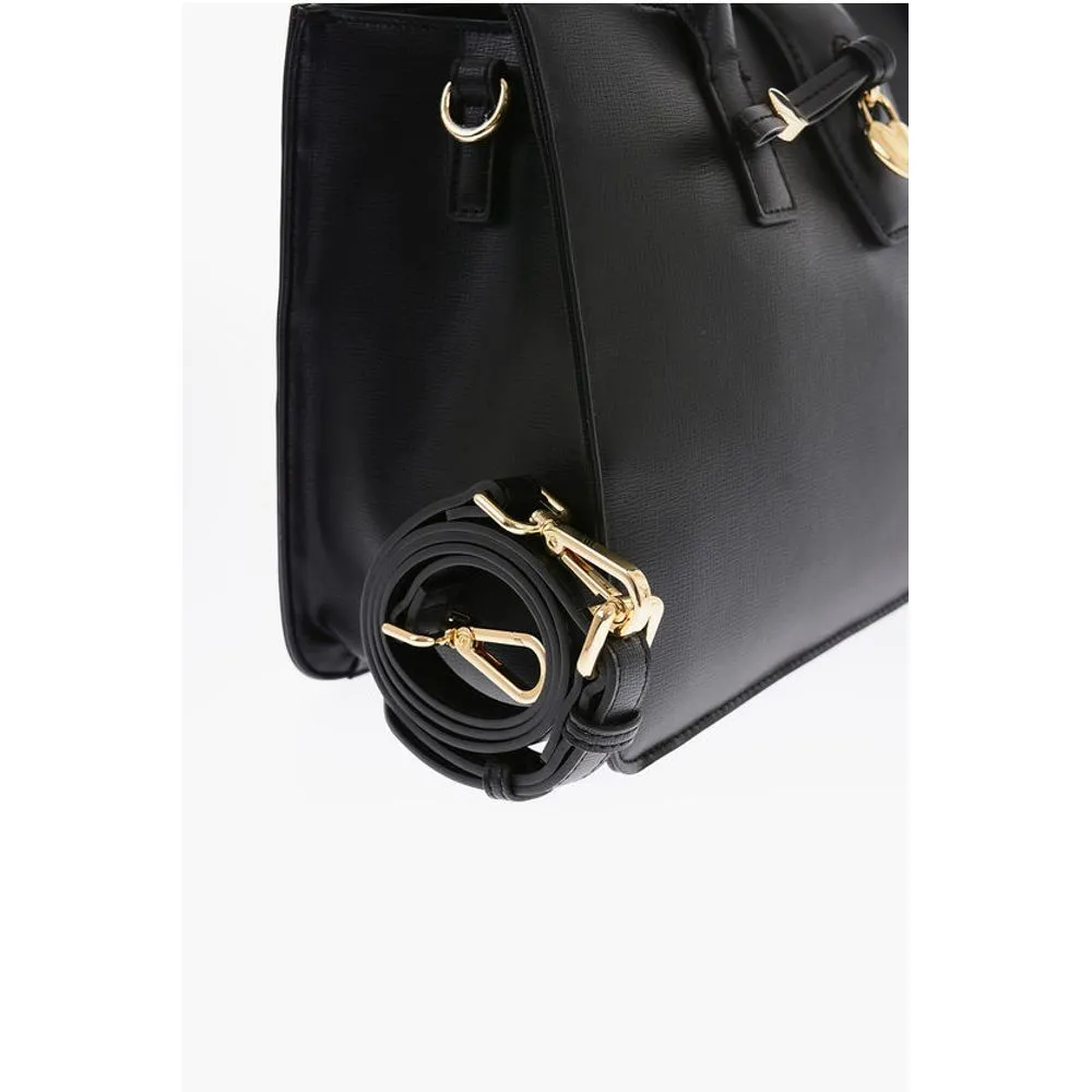 Moschino LOVE Faux Leather Tote Bag with Golden Heart Charm