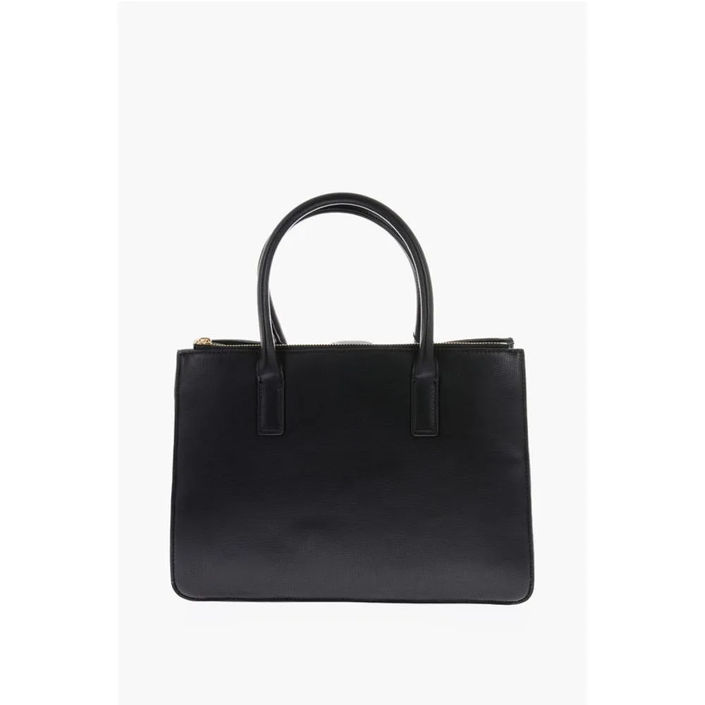 Moschino LOVE Faux Leather Tote Bag with Golden Heart Charm