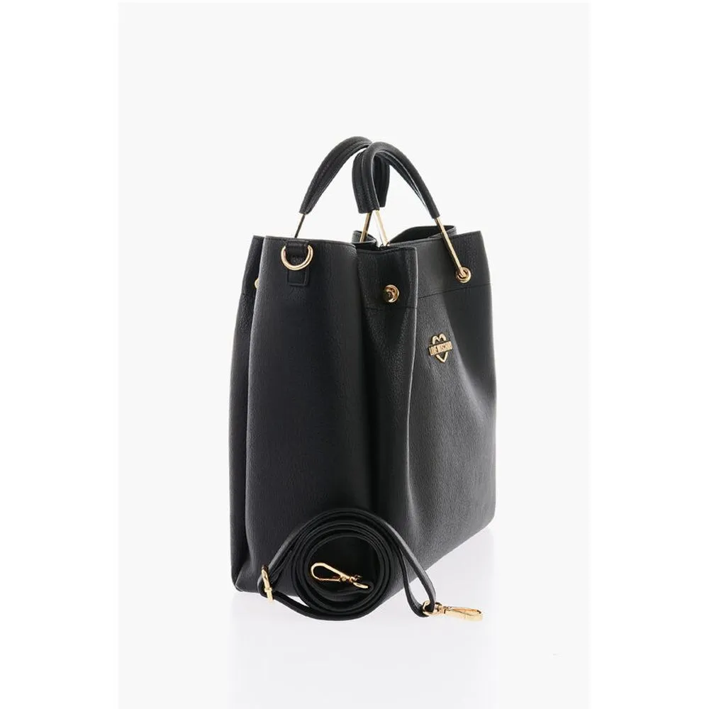 Moschino LOVE Faux Leather Tote Bag with Golden Logo