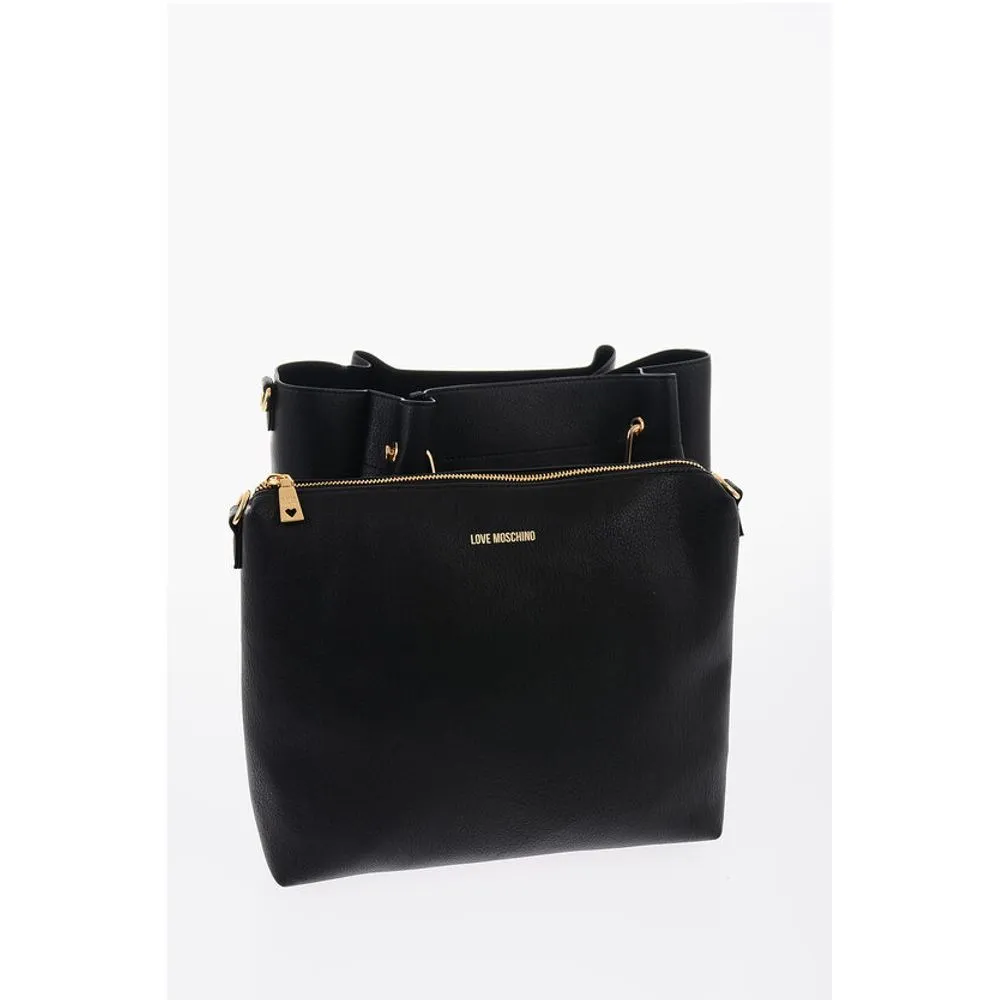 Moschino LOVE Faux Leather Tote Bag with Golden Logo