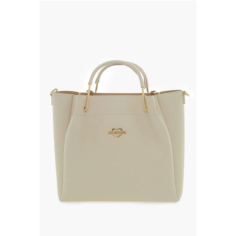 Moschino LOVE Faux Leather Tote Bag with Golden Logo