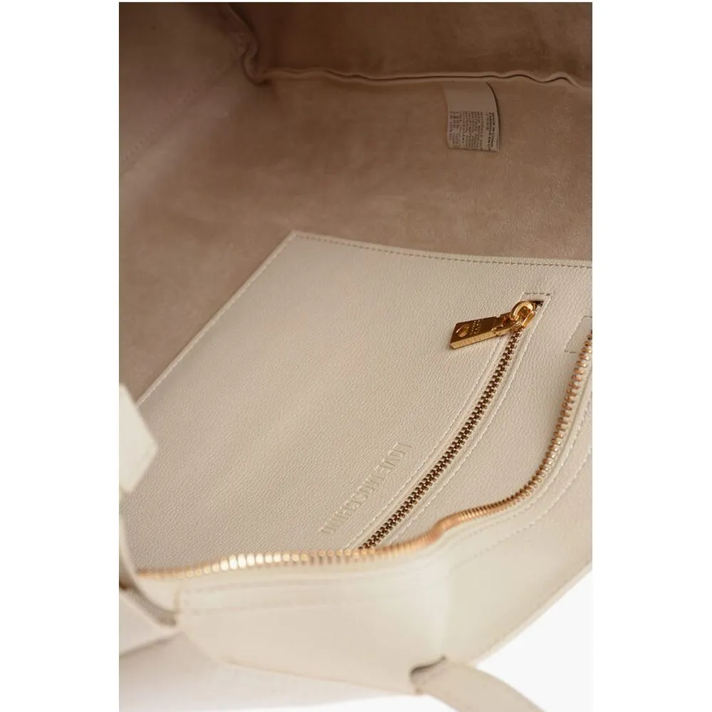 Moschino LOVE Faux Leather Tote Bag with Golden Logo