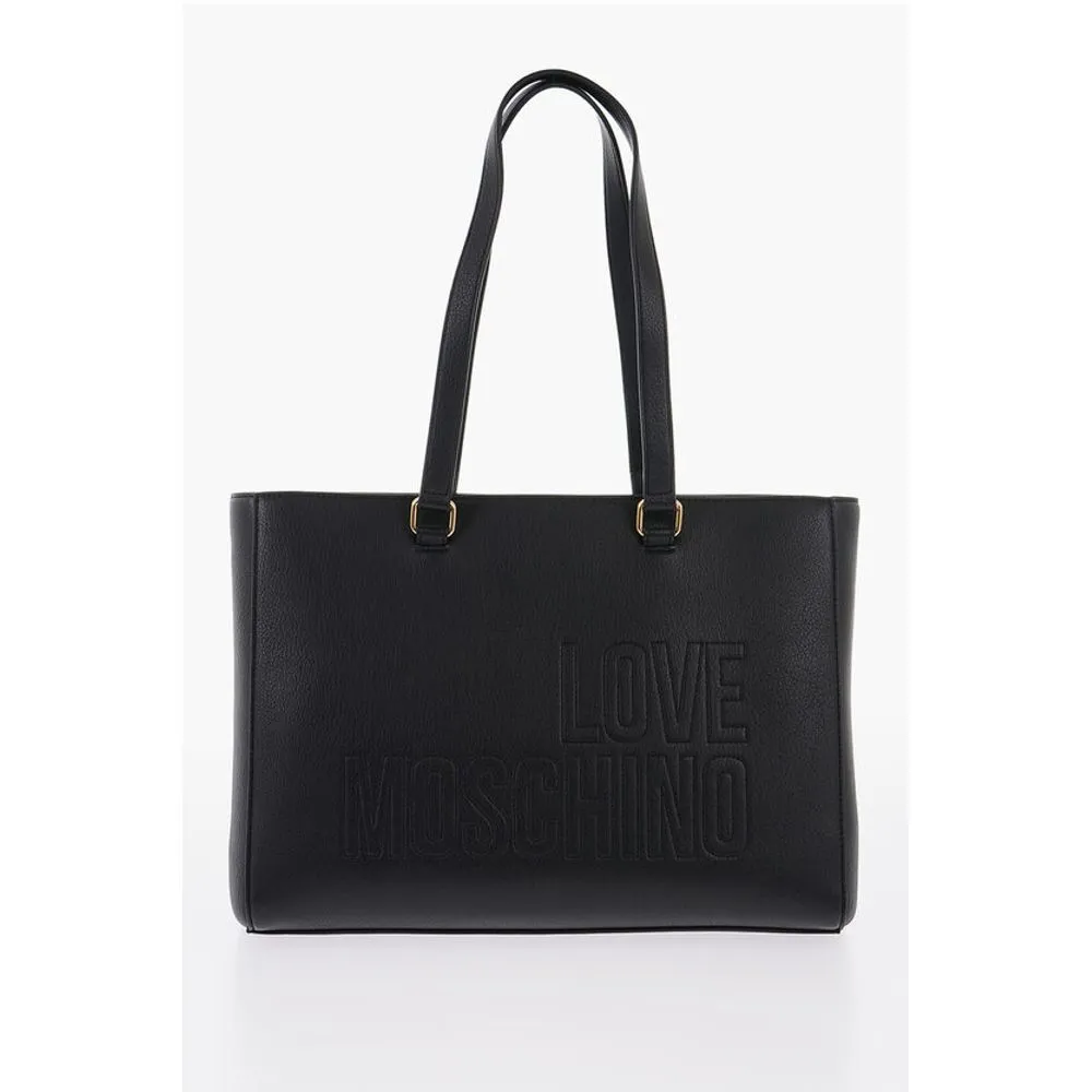 Moschino LOVE Faux Leather Tote Bag with Golden Women's Details
