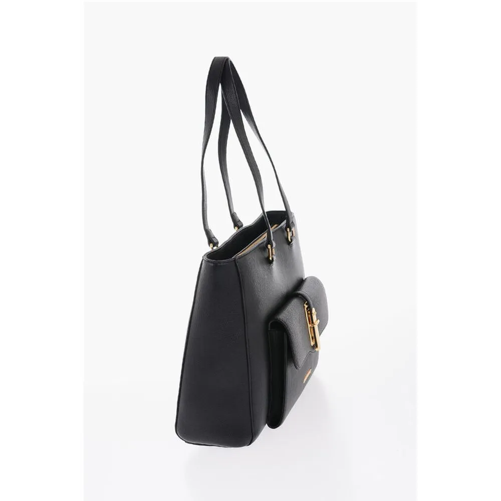 Moschino LOVE Faux Leather Tote Bag with Golden Women's Details