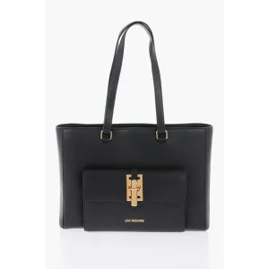 Moschino LOVE Faux Leather Tote Bag with Golden Women's Details