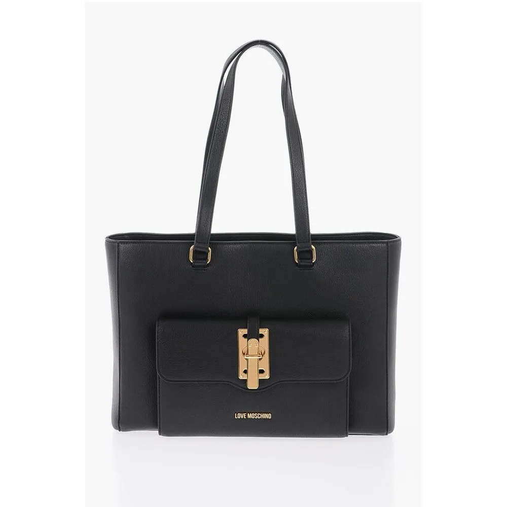 Moschino LOVE Faux Leather Tote Bag with Golden Women's Details